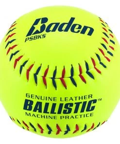 Baden Ballistic Leather Yellow Kevlar Seam Softball PSBKS (Dozen) Pitching Machine Balls