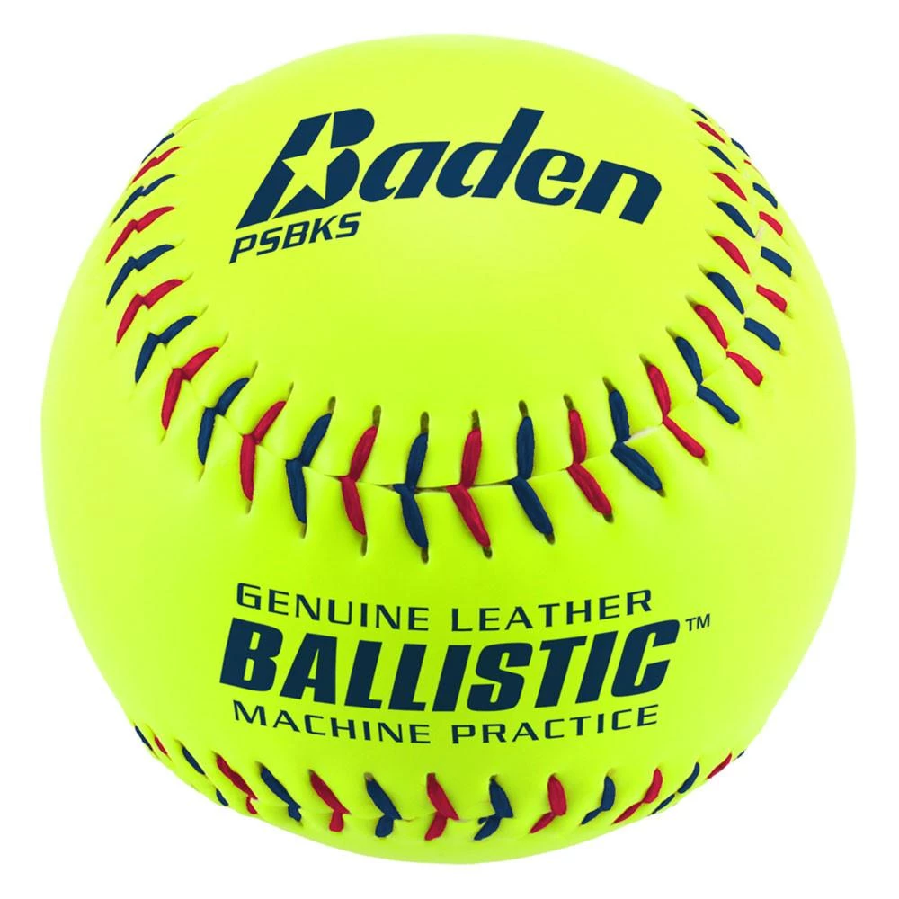 Baden Ballistic Leather Yellow Kevlar Seam Softball PSBKS (Dozen) Pitching Machine Balls