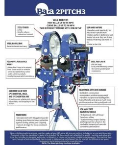 BATA 2Pitch3 Baseball Pitching Machine PM Bata 2P3 10 Baseball Pitching Machines