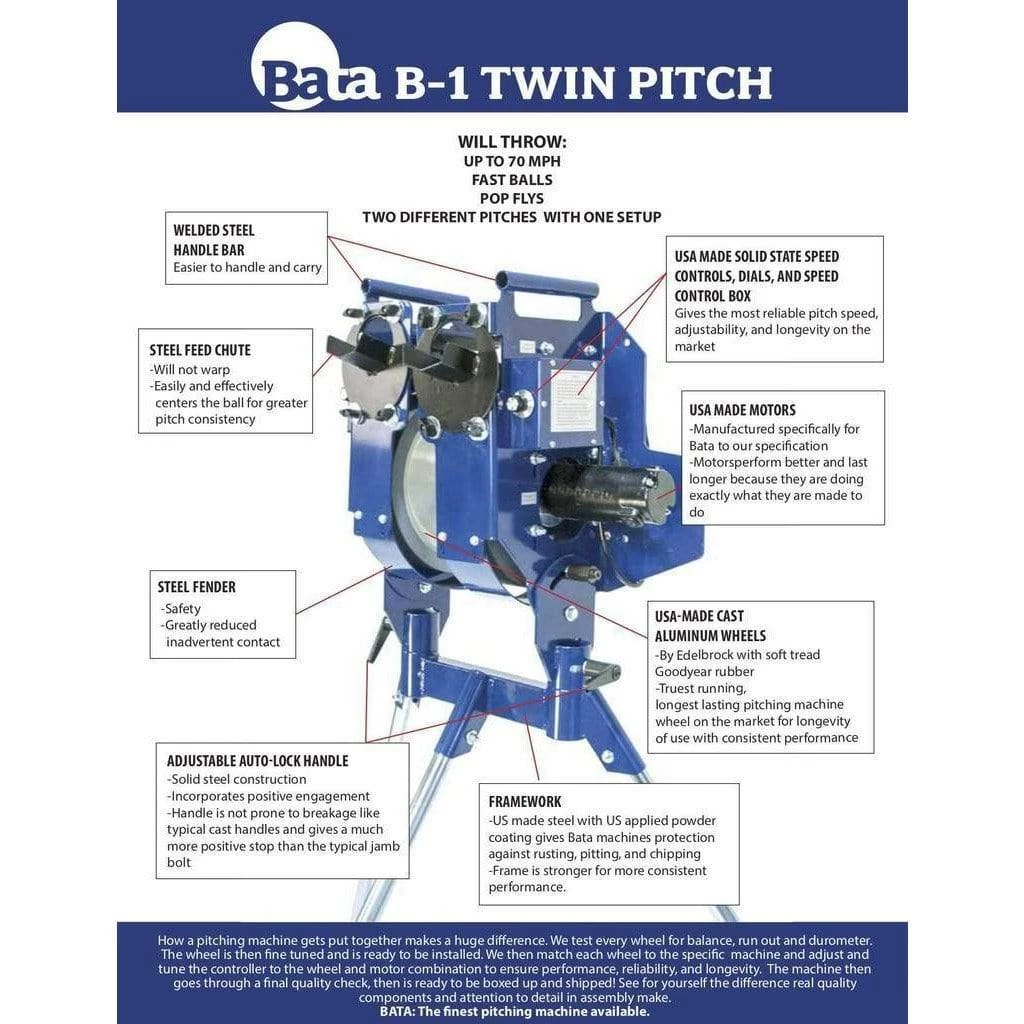 Baseball Pitching Machines BATA Twin Pitch Baseball Pitching Machine PM Bata TP BB 10