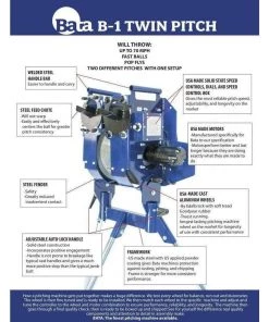 Baseball Pitching Machines BATA Twin Pitch Bb/Sb Combination Pitching Machine PM Bata TP C 10