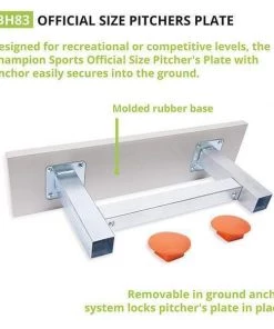 Champion Sports Official Size Pitcher's Plate W/ Ground Anchors BH83 Pitching Mound Rubber