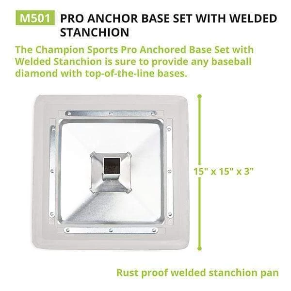 Champion Sports Pro Anchor Base Set With Welded Stanchion M501 Home Plates & Bases