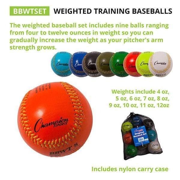 Champion Sports Weighted Baseball Set Of 9 BBWTSET