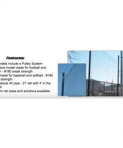 Fisher Athletic 4'' SQ Sports Field Netting With 21' 3