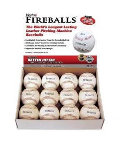 Heater Sports Heater Fireballs Leather Pitching Machine Baseballs (1 Dozen) PMBL44_TOP_GRAIN Pitching Machine Balls