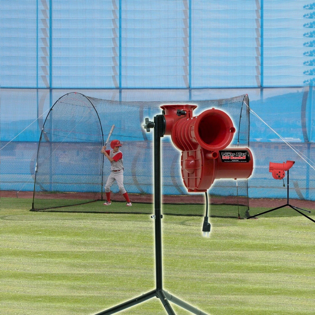 Heater Sports Heater Power Alley Lite 360 Baseball Machine W/ HomeRun 12' Batting Cage SP199