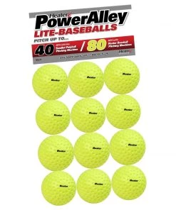 Heater Sports Pitching Machine Balls Heater PowerAlley 80 MPH Green Lite Pitching Machine Baseballs