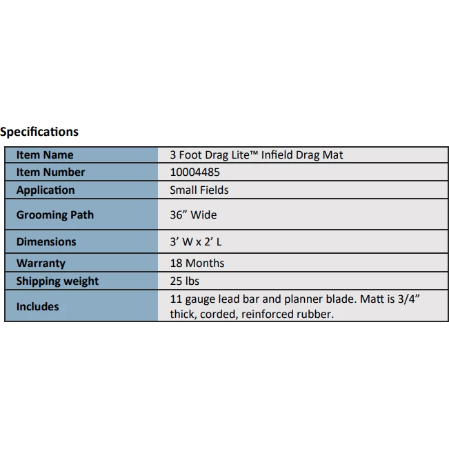 Infield Maintenance Equipment Newstripe 3 Foot Drag Lite Infield Drag Mat 10004485