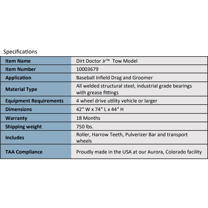 Newstripe Dirt Doctor Jr Tow Model Infield Drag And Groomer 10003679