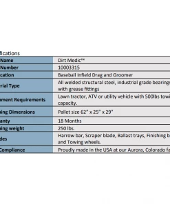 Infield Maintenance Equipment Newstripe Dirt Medic Infield Drag And Groomer 10003315